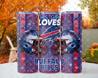 This Girl Loves Buffalo Bills 20 oz Tumbler, Bills Mafia Tumbler, Girls Love Football too, 20 oz skinny tumbler, Go Bills!