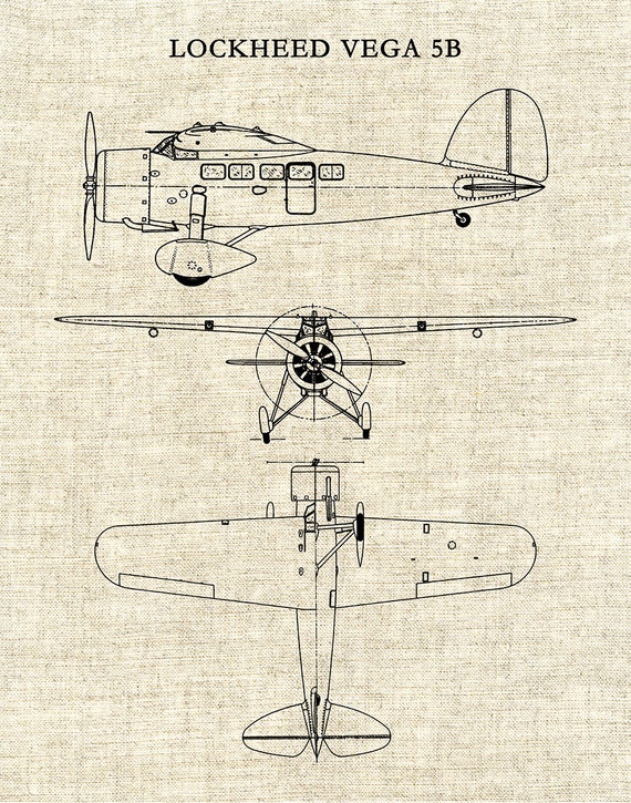 Cartel de avión Lockheed Vega 5B Amelia Earhart Airplane | Etsy