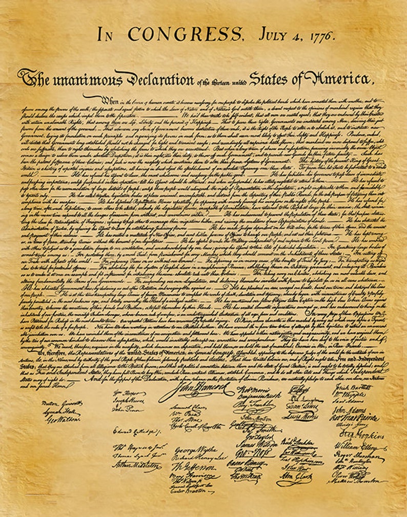 United States Declaration of Independence Print Document | Etsy