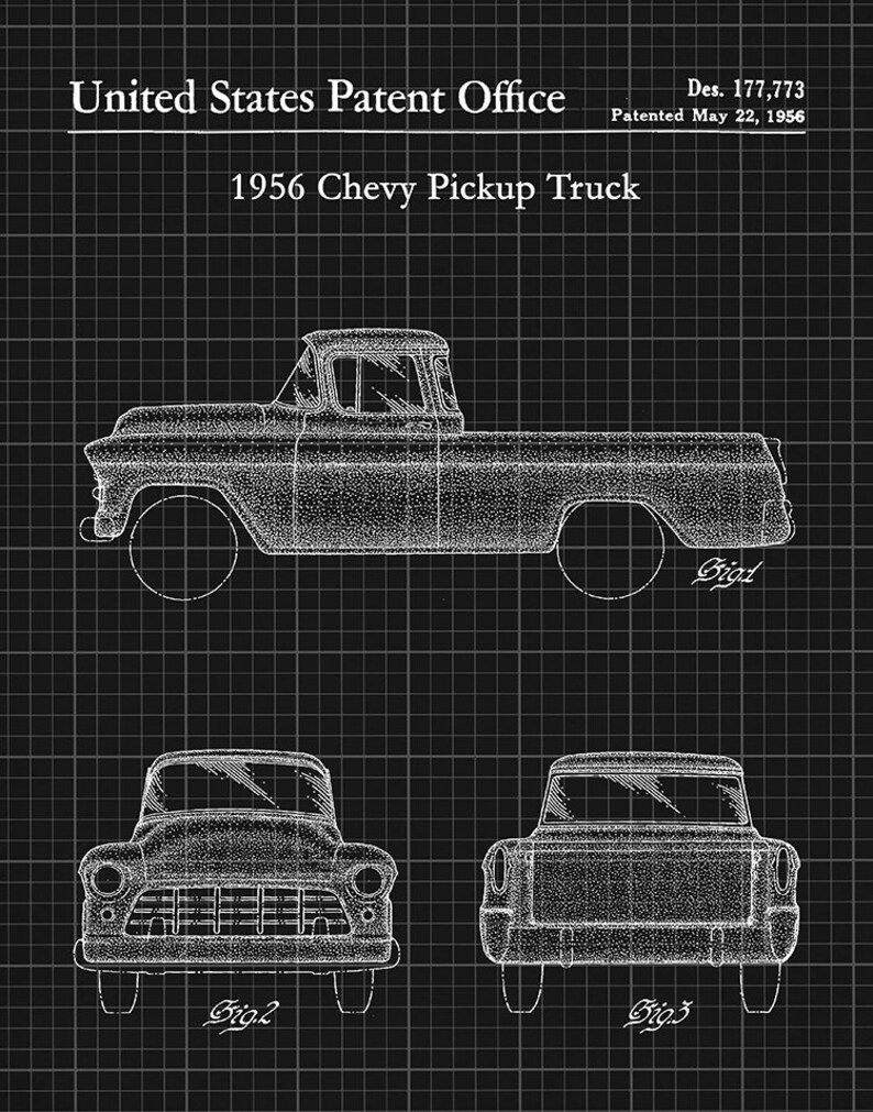 1956 Chevy Pickup Truck Patent Print Chevy Truck Poster 1956 - Etsy