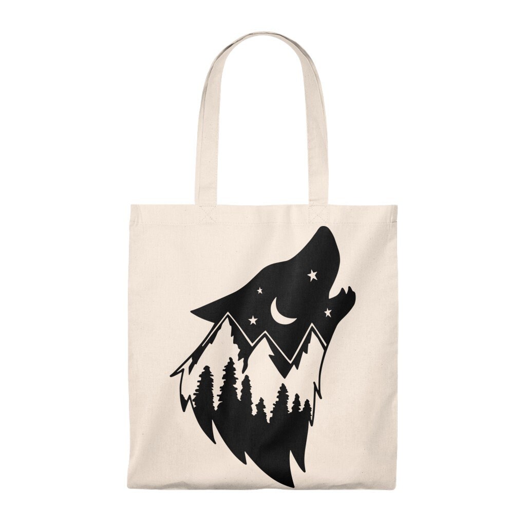Boho Wolf Tote Bag Wolf Bag Howling Wolf Tote Herbruikbare Etsy