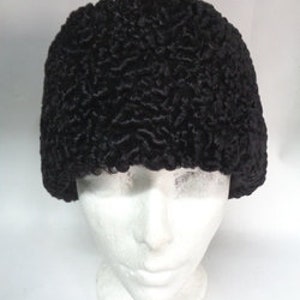 Refurbished New Black Lamb Astrakhan Fur Hat Pillbox Men Man Size All