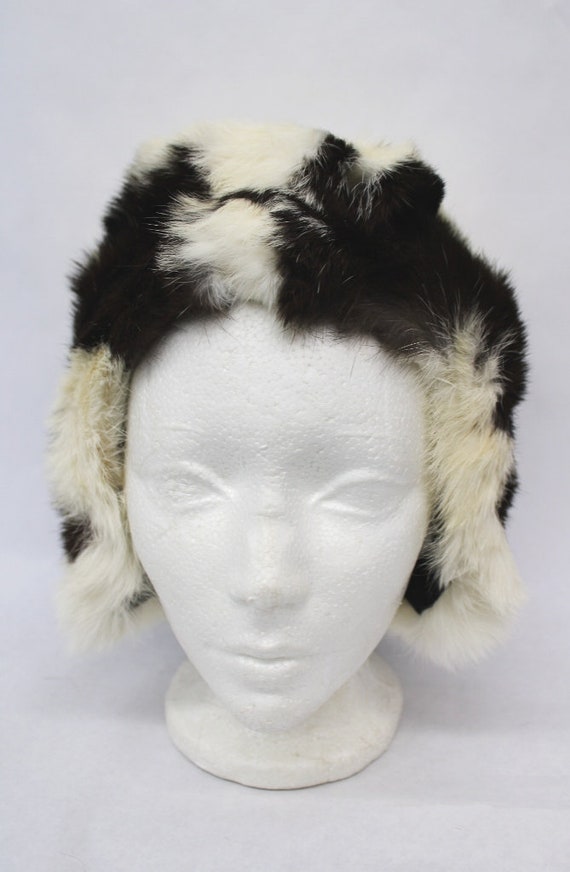 Excellent White/Brown Rabbit Fur Hood Hat Children