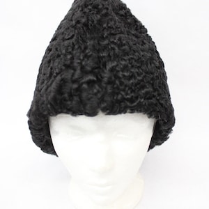 Refurbished New Black Lamb Fur Wedge Style Hat Men Men Size All