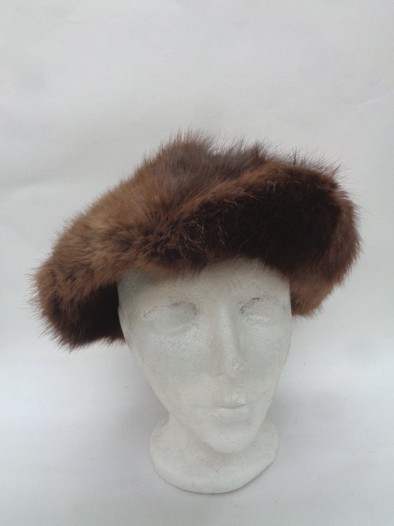 Mint Brown Muskrat Fur Hat Cap Women Woman Size All - Etsy display picture 1