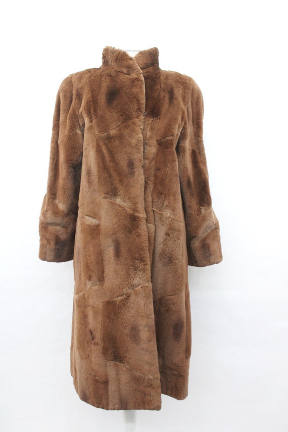 Excellent Brown Sheared Muskrat Fur Reversible Coa