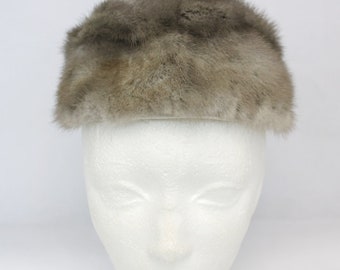 MINT NATURAL GRAY MINK FUR & WOOL HAT CAP WOMEN WOMAN SIZE 22 3/4 to 23\