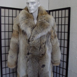 Brand new natural coyote fur jacket coat for men man size all custom made image 1