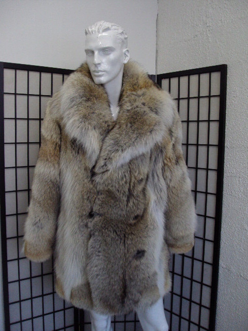 Brand new natural coyote fur jacket coat for men man size all custom made image 1