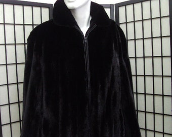 Brand new almost black female dark ranch mink  fur bomber jacket for men man size all custom made