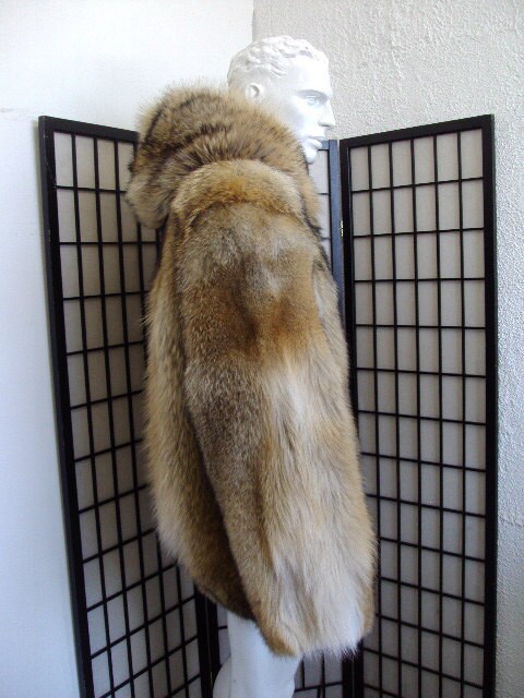 Mens hooded deals coyote fur coat