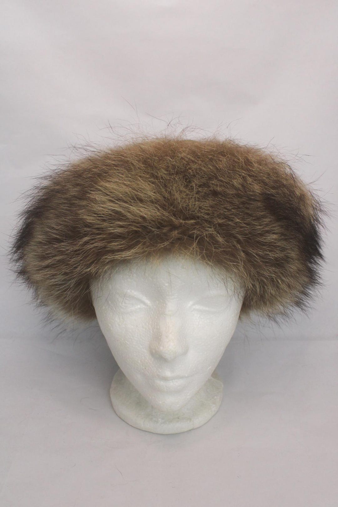 MINT NATURAL RACCOON FUR & SUEDE HAT CAP WOMEN WOMAN SIZE ALL Mint Raccoon Fur & Suede Hat Cap Women Woman Size 20.5 main image 2