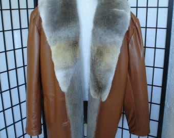 Brand New Leather & Coyote Fur Coat Jacket Men Man Size All