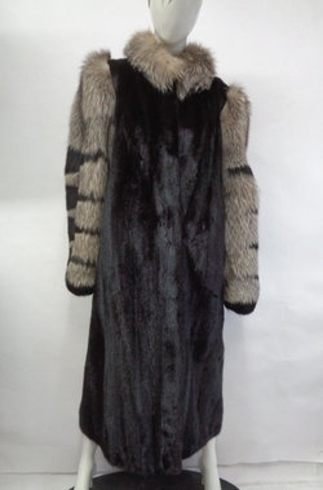 優れたダークランチミンク＆フォックスファーコートジャケット女性