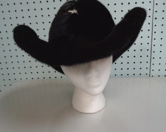 Brand New Black Mink Fur Cowboy Hat Cap Men Man Women Woman Size All