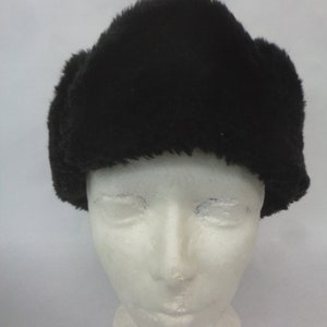 Mint Black Faux Fur & Felt Hat Cap Kinderen Maat 21.5&quot;