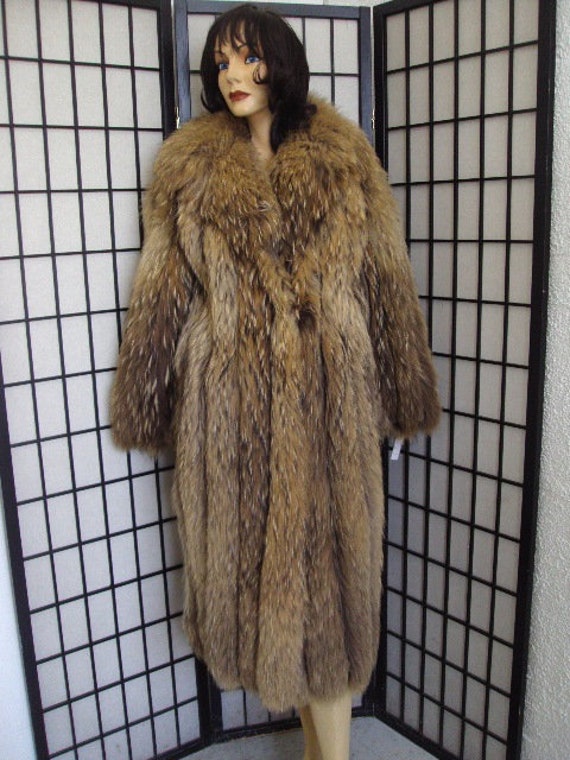 Pre-owned Finn Raccoon Fur Coat Woman 