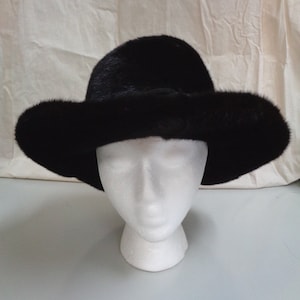Brand New Black Mink Fur Hat Large Brim Men Man Size All