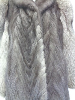 ブルーアイリスミンク ファーコート リアルファー アウター Lサイズ相当 036 ミンク 毛皮 フード付 ブルーアイリスカラー ロングコート