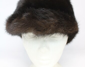 EXCELLENT CANADIAN DARK RANCH MINK FUR HAT CAP WOMEN WOMAN SIZE ALL MINT CANADIAN DARK RANCH MINK FUR CAP HAT WOMEN WOMAN SIZE  main image 2