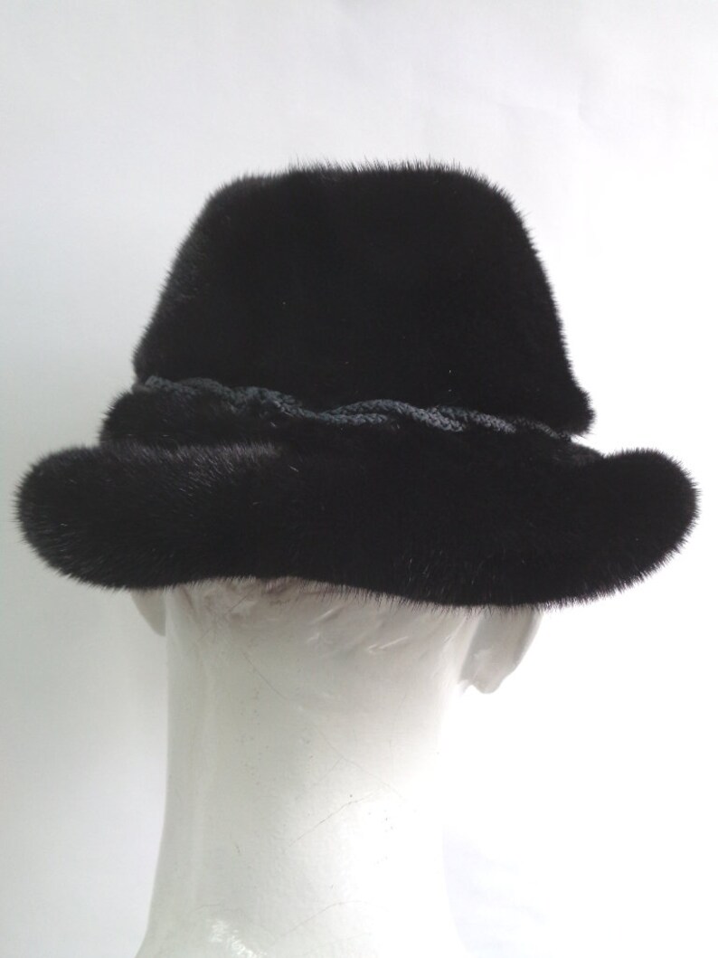 Brand new black mink fur hat men man size all custom made image 4