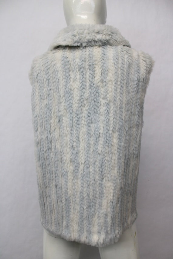 Showroom White/ Light Blue Rabbit Fur Knitted Ves… - image 4