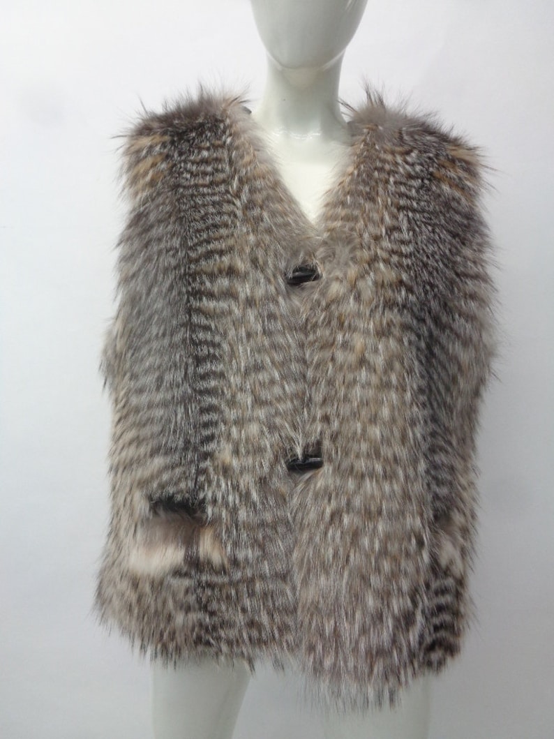 Showroom New Badger Fur /& Leather Vest Women Woman Size 6 Small