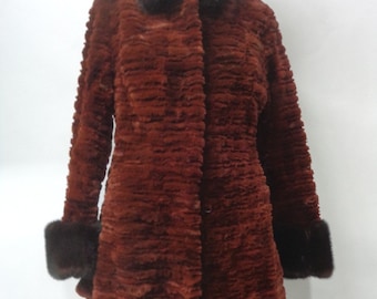 Showroom New Brown Sheared Muskrat & Mink Fur Coat Jacket Women Woman Size 2-4