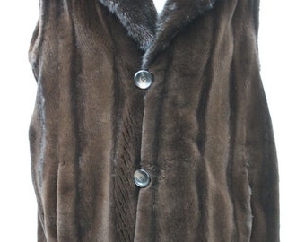 Refurbished New Sheared Dark Ranch Mink Fur Vest Men Man Size All