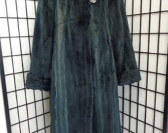 Excelente verde cizallado raccoon piel abrigo chaqueta mujeres mujer tamaño 14-16 X- grande