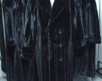 Brand New Black Mink Fur Coat Men Man Up To 3Xl