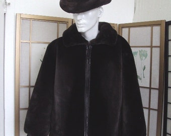 Brand new phantom sheared beaver fur & leather reversible bomber jacket coat for men man size all custom made
