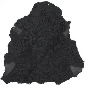 Showroom New Black Lamb Fur Hide Fur Skin Rug Carpet 36&quot; X 34&quot;