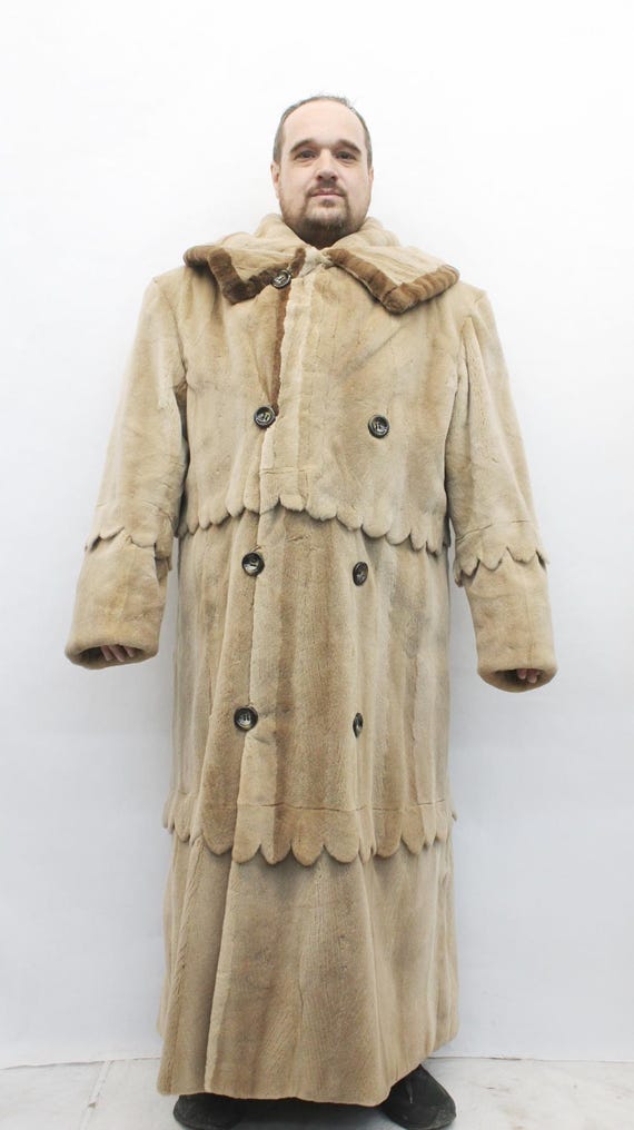 Refurbished New Sheared Pastel Mink Fur Coat Men Man Size 48-50