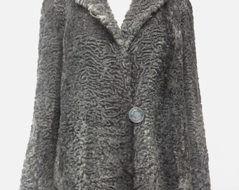 Excellent Gray Lamb Fur Jacket Coat Women Woman Size 6-8 S-M New Lining!