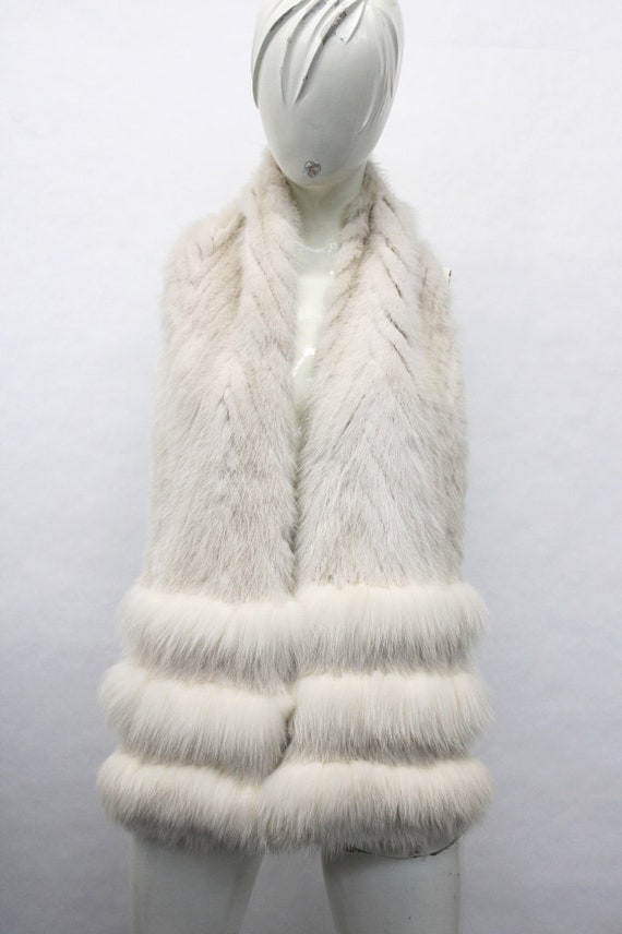 Showroom New Blush Mink & Fox Fur Scarf Wrap Women