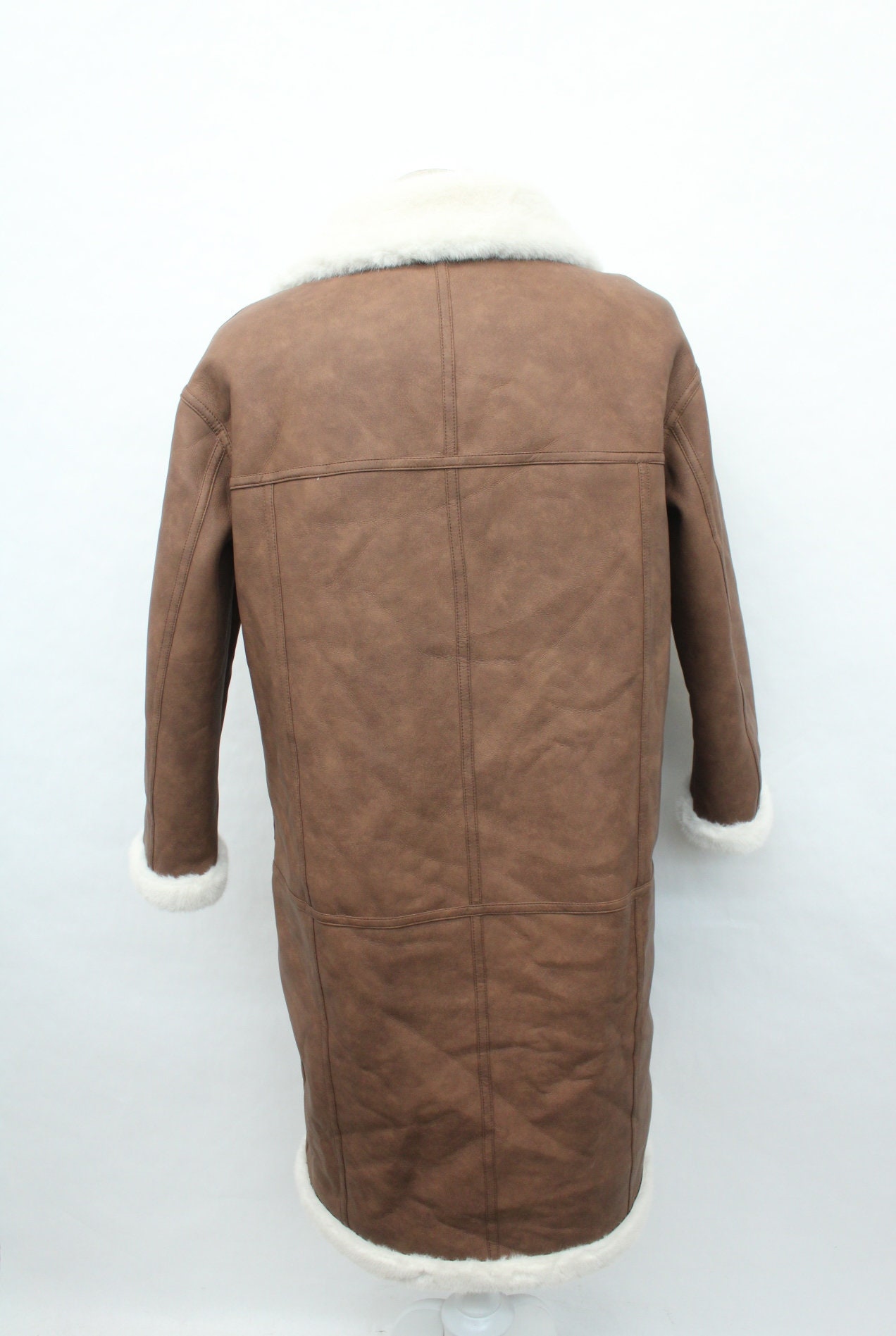 新品 ブラウン フェイクファー＆レザーコート ジャケット メンズ 