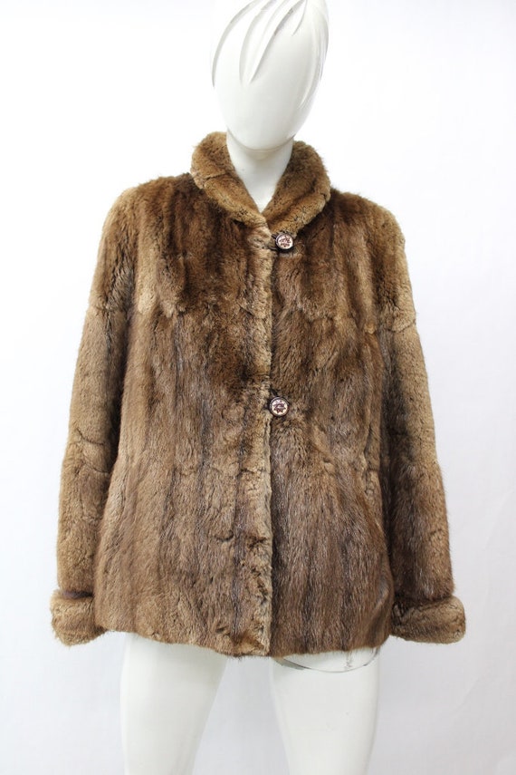 Scrap Item: Brown Muskrat Fur Coat Jacket Damaged… - image 1