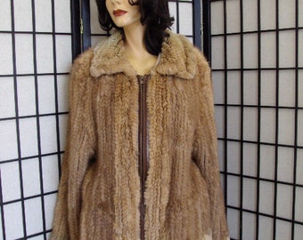 Refurbished New Pastel Mink & Rabbit Fur Gebreide Jas Jas Vrouw Maat 12