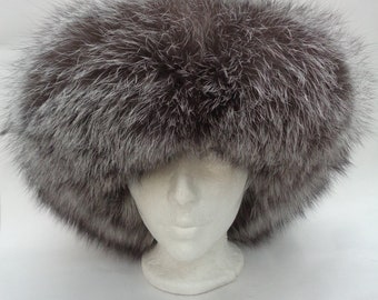 Brand New Black Mink & Silver Fox Fur Hat Cap Women Woman Size All
