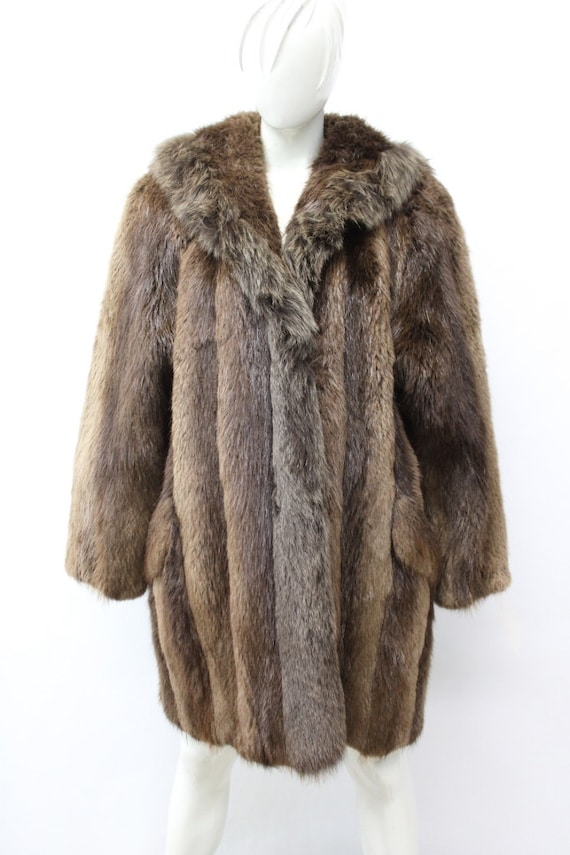 フード付き ビーバー 毛皮のコート 優れたブラウンビーバー