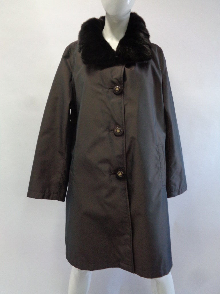 sheared mink lined raincoat