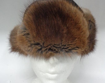 Vintage Muskrat Mid Century Ear Flap Unisex Fur Winter Hat Women main image 4