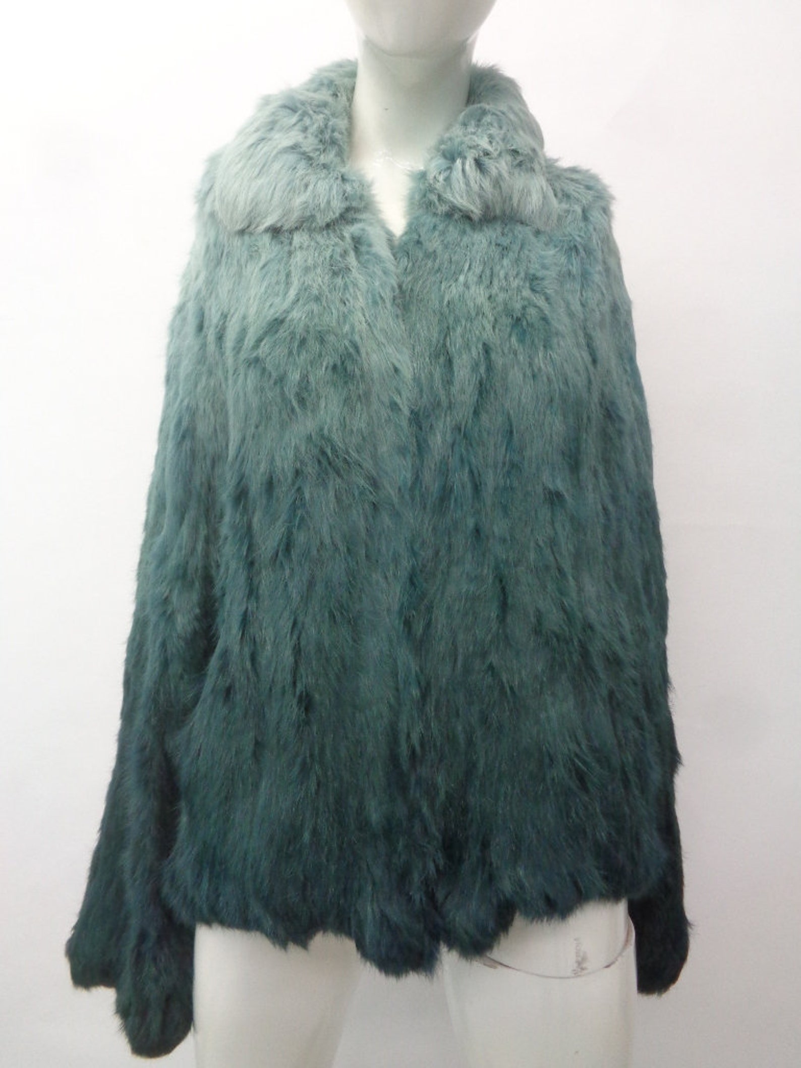 Showroom New Green Rabbit Knitted Fur Jacket Coat Women Woman | Etsy