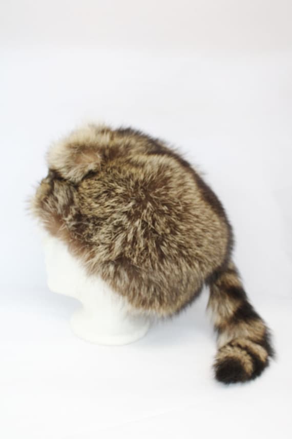 新品デイビークロケットスタイルアライグマの毛皮の帽子、しっぽ付き