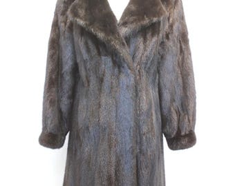 素晴らしいナチュラルダークランチブラウンミンクファーコート