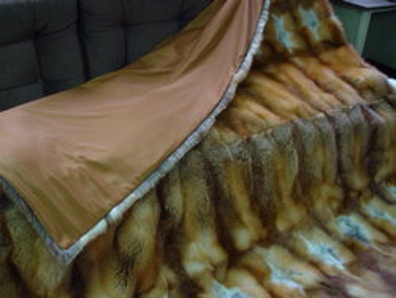 Brand New Red Fox Fur Blanket Throw Bed Sofa Cover Rug Size 92 X 92 image 4