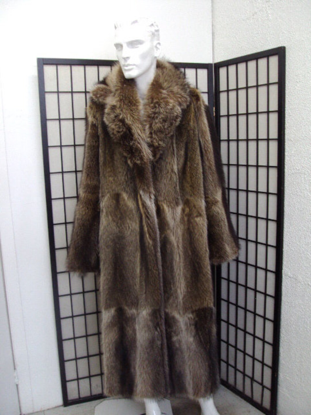 新品 天然アライグマ毛皮ロングコート メンズ - Etsy 日本