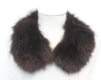 Mint Brown Fox Fur Wing Collar Wrap Women Woman 3" X 20"
