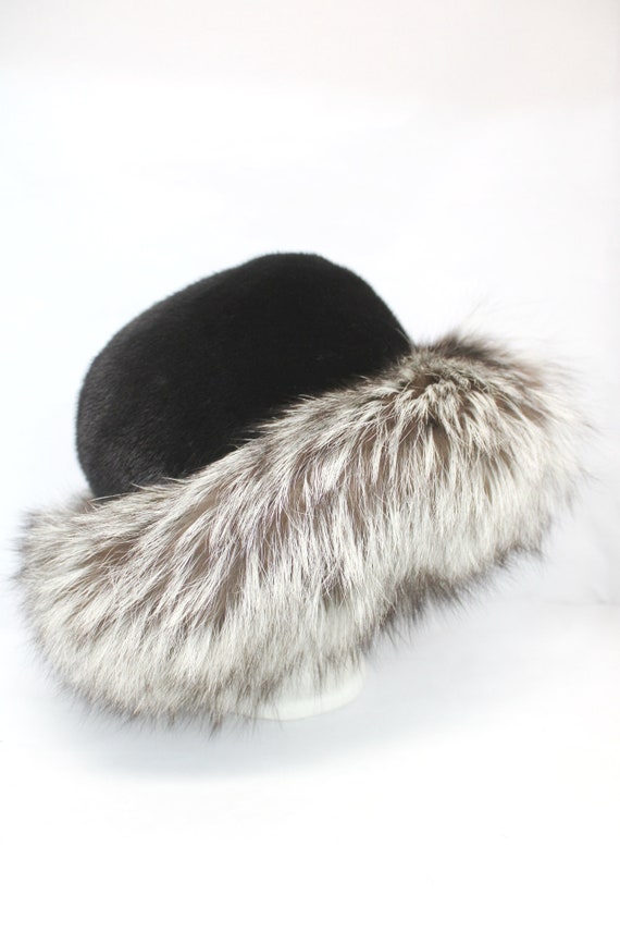 Brand New Black Mink & Fox Fur Hat Cap Women Woma… - image 5